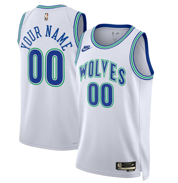 Mens Minnesota Timberwolves Active Player Custom White 2023-24 Classic Edition Stitched Jersey->customized nba jersey->Custom Jersey